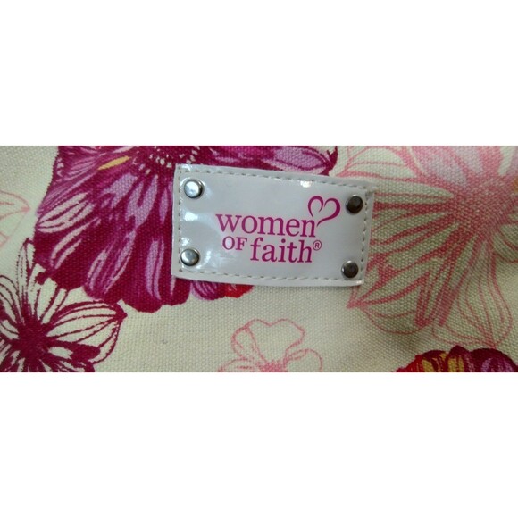 Women of Faith Orange Burgundy Magenta Handbag Purse Pouch Handles Canvas Zipper - Picture 3 of 10